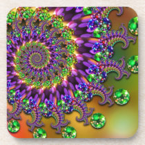 Purple & Green Bokeh Fractal Drink Coaster