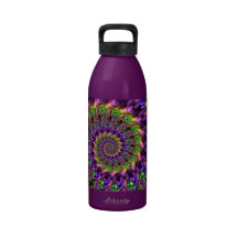 Purple & Green Bokeh Fractal Drinking Bottles