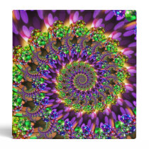 Purple & Green Bokeh Fractal Pattern 3 Ring Binder