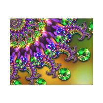 Purple & Green Bokeh Fractal Pattern Canvas Print