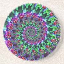 Purple & Green Bokeh Fractal Pattern Drink Coasters