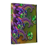 Purple & Green Bokeh Fractal Pattern iPad Cases