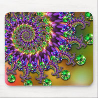 Purple & Green Bokeh Fractal Pattern Mousepads