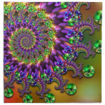 Purple & Green Bokeh Fractal Pattern Napkins