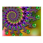 Purple & Green Bokeh Fractal Pattern Postcards