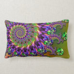 Purple & Green Bokeh Fractal Pattern Throw Pillow