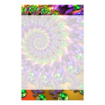 Purple & Green Bokeh Fractal Personalized Stationery