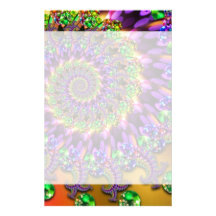 Purple & Green Bokeh Fractal Personalized Stationery