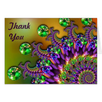Purple & Green Bokeh Fractal Thank You Card