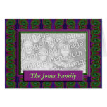 purple green curls photo frame greeting cards