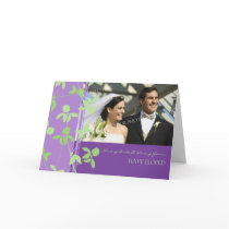 Purple Green Elopement Photo Announcement Card
