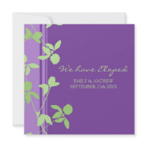 Purple Green Floral Elopement Announcement Cards