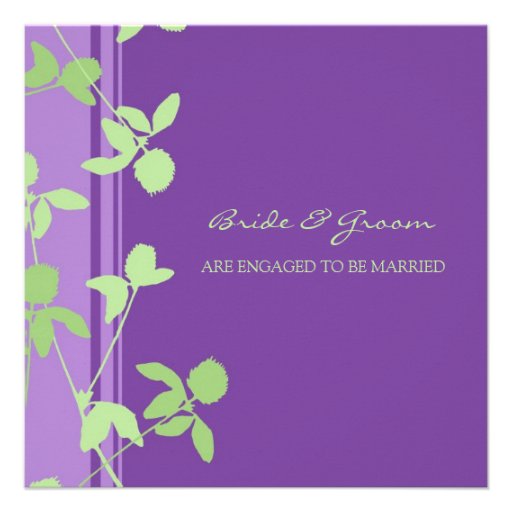 Purple Green Floral Engagement Party Invitations