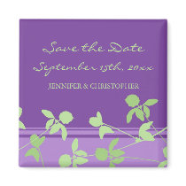 Purple Green Floral Save the Date Magnet