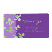 Purple Green Floral Swirls Wedding Labels