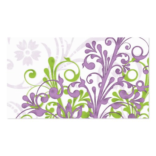 Purple Green Floral Wedding Place or Escort Cards Business Cards (back side)