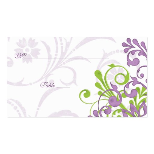 Purple Green Floral Wedding Place or Escort Cards Business Cards