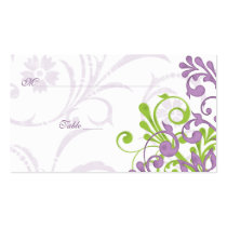 Purple Green Floral Wedding Place or Escort Cards business cards