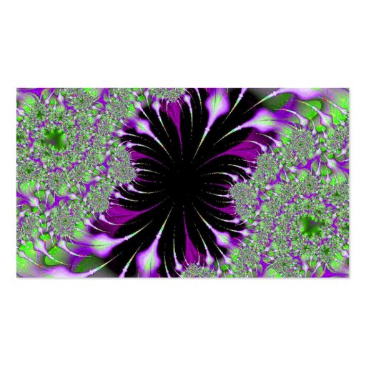 purple green fractal business card template (back side)
