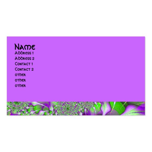 purple green fractal business card template (front side)