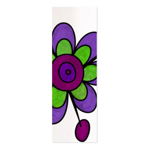 Purple & Green Fun Flowers Business Card Templates (back side)
