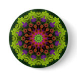 Purple Green : Geometric Mandala Art Pinback Buttons