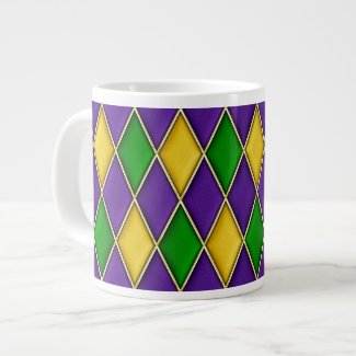Purple Green Gold Mardi Gras Harlequin Pattern Mug