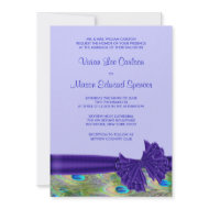 Purple Green Gold Peacock Feather Elegant Wedding invitation