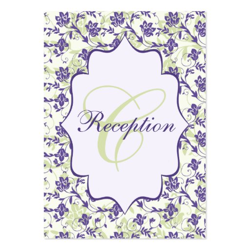 Purple Green Ivory Floral Damask Enclosure Card Business Card