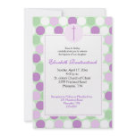 Purple/Green Multicolor Dot Baptism Invitation