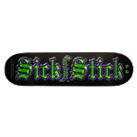 Purple &amp; Green on Black ~ Sick Stick Logo Pro Deck Skate Board Decks