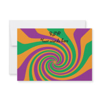 Purple green orange swirl personalized invitation