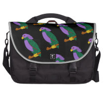 Purple Green Parrots On Black Laptop Commuter Bag at Zazzle