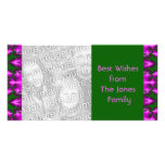 purple green pattern personalized photo card