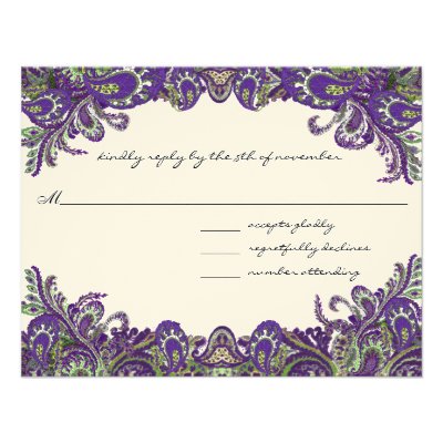 Purple &amp; Green Peacock Wedding Invitations