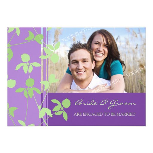 Purple Green Photo Engagement Party Invitations