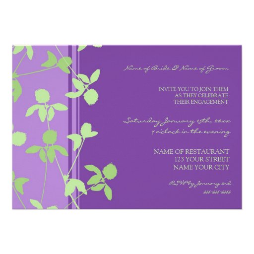 Purple Green Photo Engagement Party Invitations