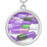Purple Green Pills Sterling Silver Necklace necklaces