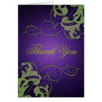 Purple & Green Scroll Thank You Card