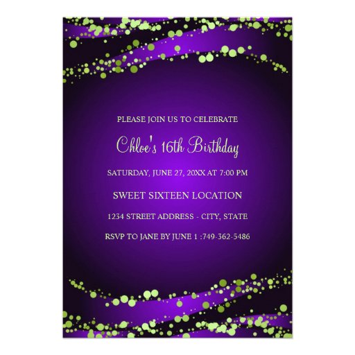 Purple & Green Stardust | Sweet 16 Invitation