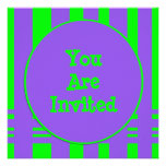 purple green stripe party invitations