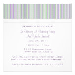 Purple & Green Stripe Print Party Invitations
