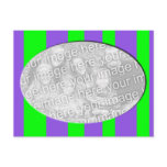 purple green striped photo frame post card