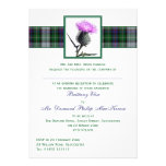 Purple Green Tartan Thistle Evening Wedding Invite