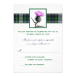 Purple Green Tartan Thistle Wedding RSVP Card Custom Invitations