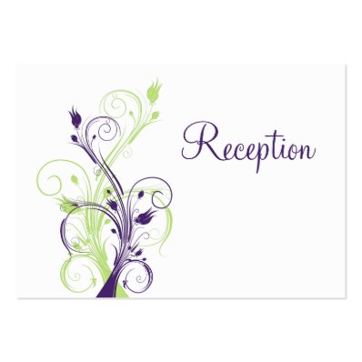 Purple Green White Floral Reception Enclosure Card Large Business Card