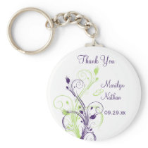 Purple Green White Floral Wedding Favor Key Chain