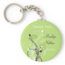 Purple Green White Floral Wedding Favor Key Chain