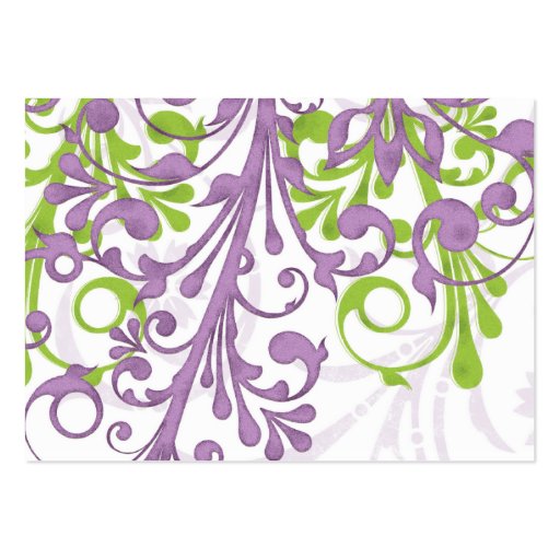 Purple Green White Floral Wedding Website Insert Business Card Templates (back side)