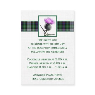 Purple, Green, White Tartan Thistle Enclosure Card